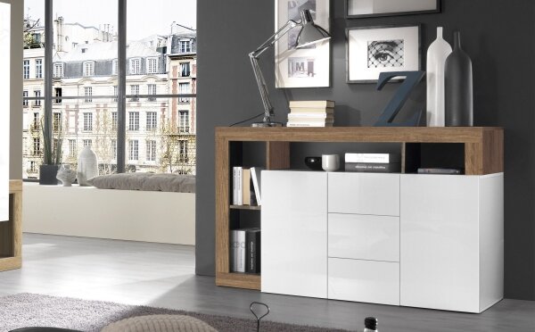 Komoda LENOR 184x93x42 cm bílá/dub