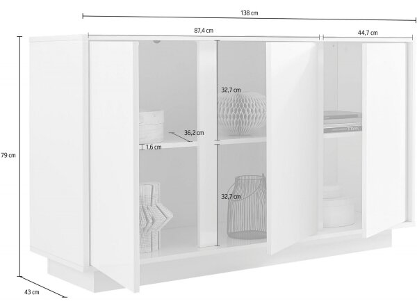 Komoda IDEA 138x79x43 cm bílá