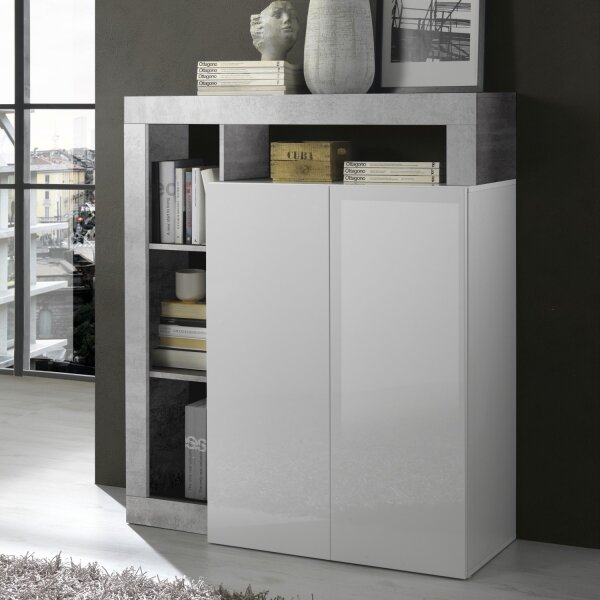 Komoda LENOR 146x93x42 cm bílá/šedá beton