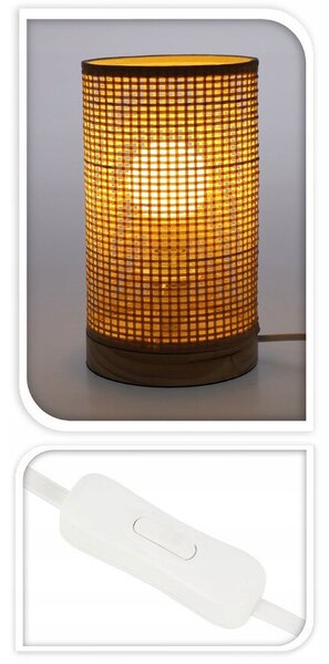 STOLNÍ LAMPA BAMBUSOVÁ DŘEVĚNÁ PLETENÁ BÉŽOVÁ 13 x 23 cm