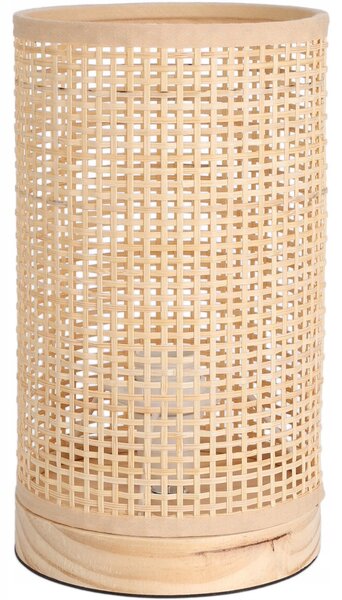 STOLNÍ LAMPA BAMBUSOVÁ DŘEVĚNÁ PLETENÁ BÉŽOVÁ 13 x 23 cm