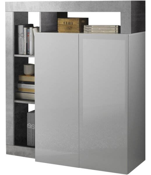 Komoda LENOR 146x93x42 cm bílá/šedá beton