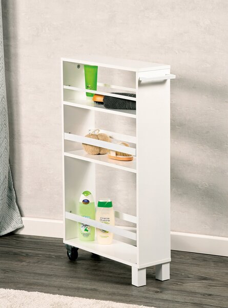 Kuchyňský regál Kesper bílý MDF 3-patrový 15x79x50 cm s kolečky
