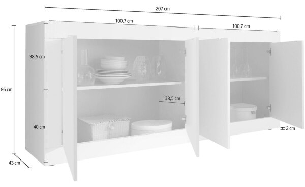 Komoda NERILA 207x86x43 cm černá/javor