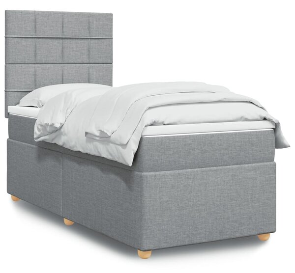 Box spring postel s matrací světle šedá 80 x 200 cm textil 3291107