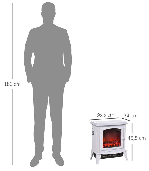 HOMCOM Elektrický krb, stojací model s LED efektem plamene, topný výkon 2000W, kovový