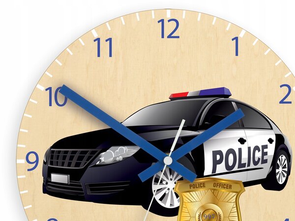 Nástěnné hodiny Policejní auto do dětského pokoje