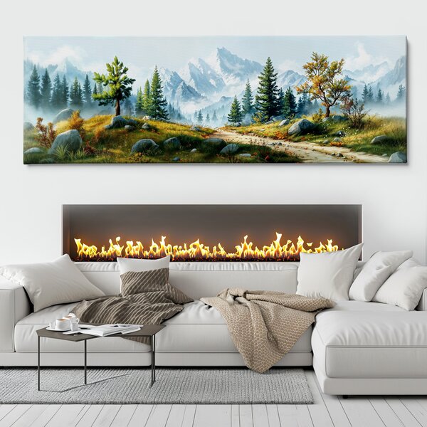 Obraz na plátně - Kamenné odpočívadlo s cestou FeelHappy.cz Velikost obrazu (šířka x výška): 60 x 20 cm