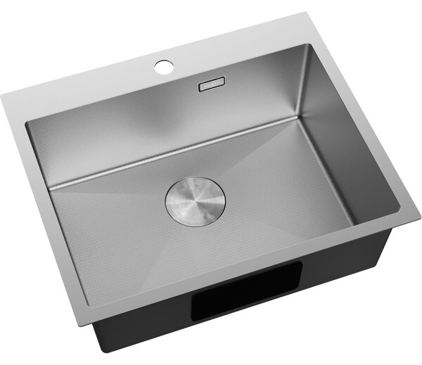 Mexen Solix, 1-komorový nerezový dřez 600 x 500 mm, broušená ocel, vzor voština, 6408601000-01HC