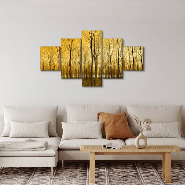 Obraz lesa při západu slunce (125x70 cm)
