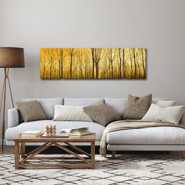 Obraz lesa při západu slunce (170x50 cm)