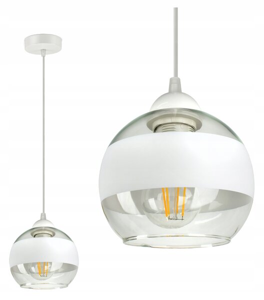 Závěsné stropní svítidlo lustr Bílá skleněná koule White Belt EZ1 LED E27