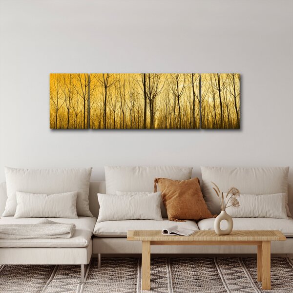 Obraz lesa při západu slunce (170x50 cm)