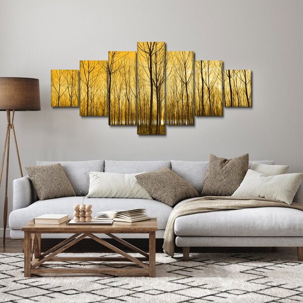 Obraz lesa při západu slunce (210x100 cm)