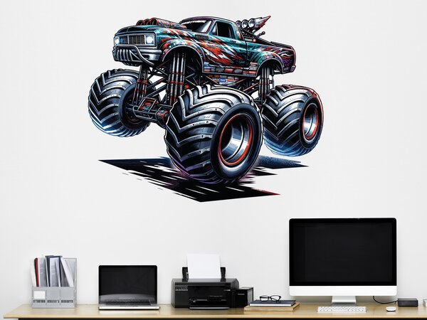 Monster truck 02 textilní přelepitelná samolepka na zeď arch 47 x 37 cm