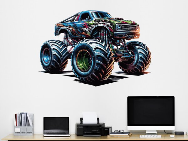 Monster truck 03 textilní přelepitelná samolepka na zeď arch 47 x 31 cm