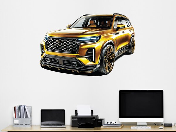 Luxusní auto SUV textilní přelepitelná samolepka na zeď arch 46 x 31 cm
