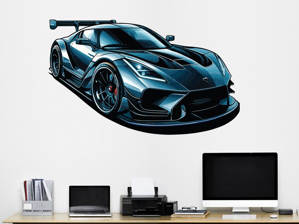 Modrý sporťák textilní přelepitelná samolepka na zeď arch 47 x 28 cm