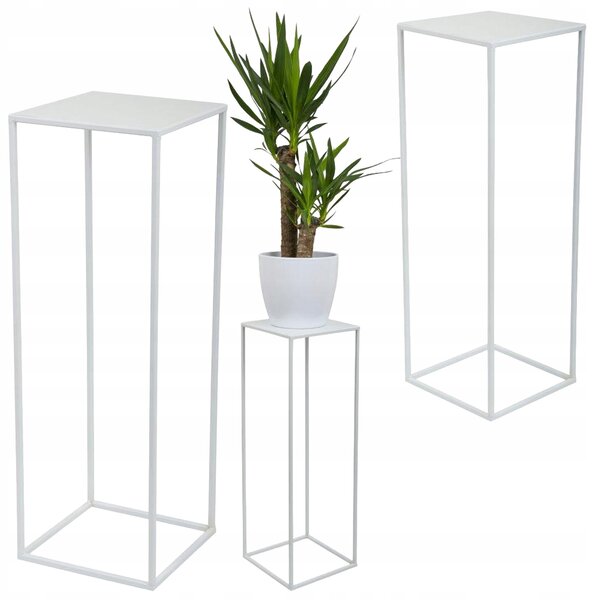 DRŽÁK NA KVĚTINÁČ BÍLÝ KOVOVÝ HowHomely 70 cm