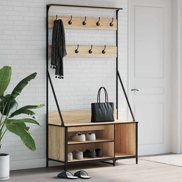 Stojan na oblečení a prostor pro obuv dub sonoma 100x41x184 cm
