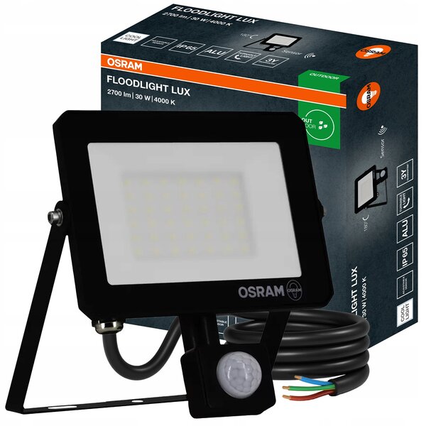 Osram LED reflektor s čidlem 30W 4000K 2700lm černý