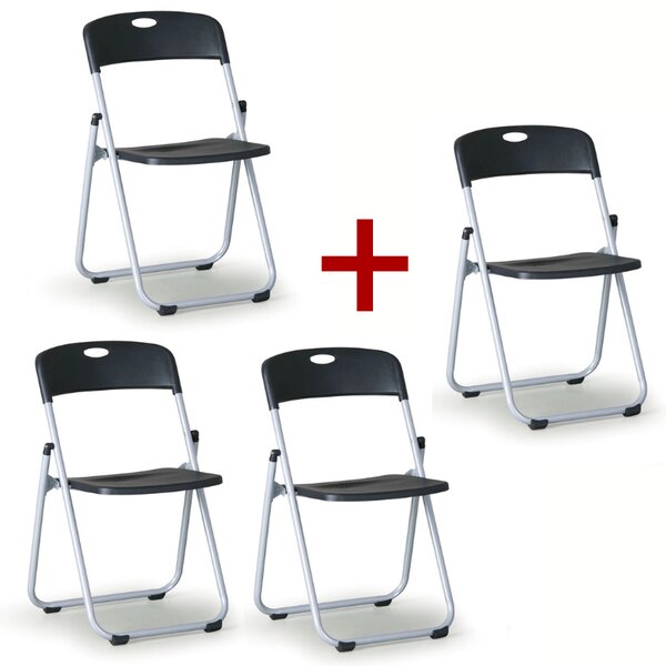 Skládací židle CLACK 3+1 ZDARMA, černá