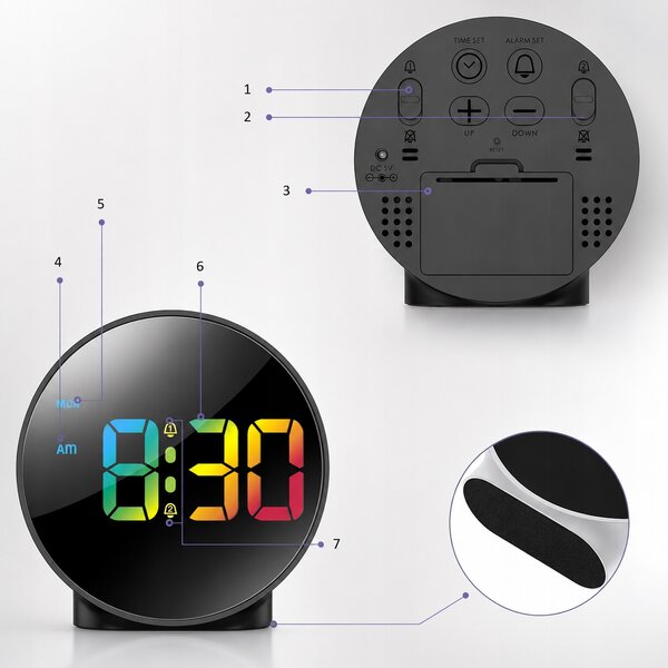 Digitální hodiny digitální LED HD stolní 3D duální budík
