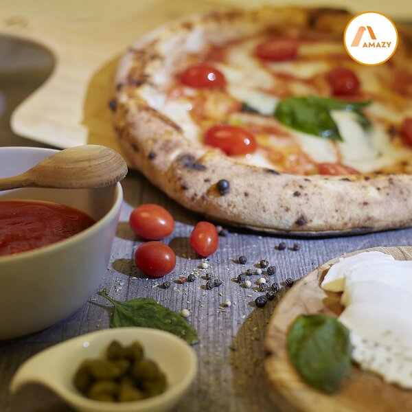 Kámen na pečení pizzy a chleba s lopatou, obdélníkový, do 1200 °C, 30x38x1,5 cm