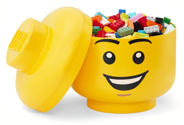Žlutý úložný box ve tvaru hlavy LEGO® Šťastný chlapec 19 cm