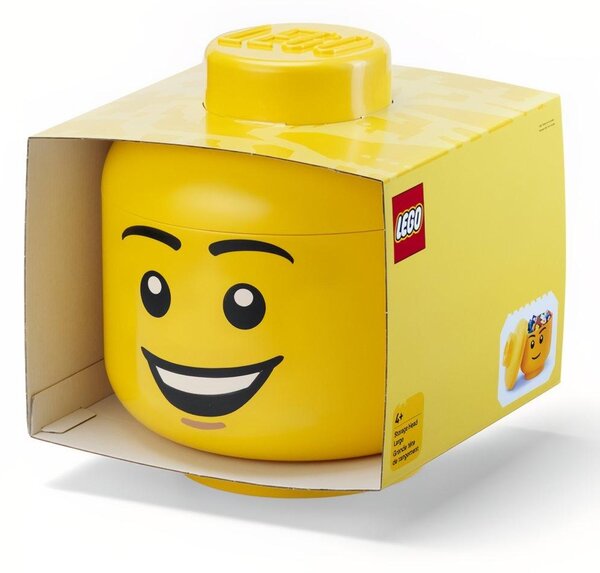 Žlutý úložný box ve tvaru hlavy LEGO® Šťastný chlapec 27 cm