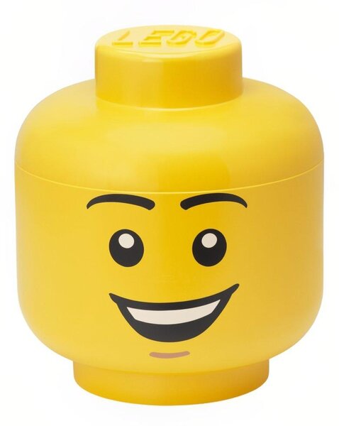 Žlutý úložný box ve tvaru hlavy LEGO® Šťastný chlapec 27 cm
