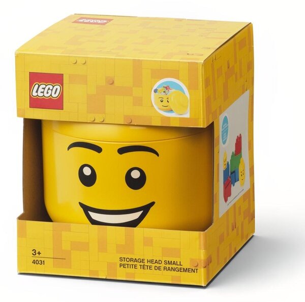 Žlutý úložný box ve tvaru hlavy LEGO® Šťastný chlapec 19 cm
