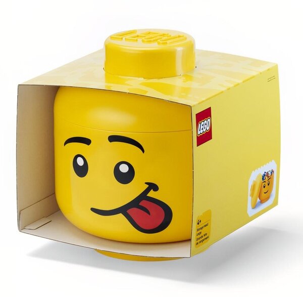 Žlutý úložný box ve tvaru hlavy LEGO® Silly 19 cm