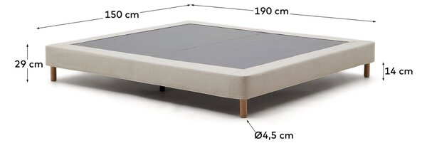 Kave Home Béžová čalouněná dvoulůžková postel Ofelia 150 x 190 cm
