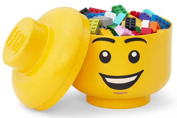 Žlutý úložný box ve tvaru hlavy LEGO® Šťastný chlapec 27 cm