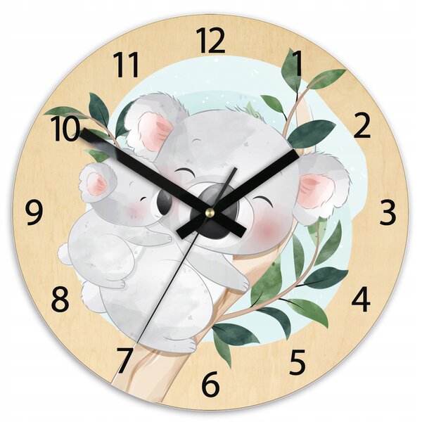 Nástěnné hodiny KOALA do dětského pokoje, tiché, 30 cm