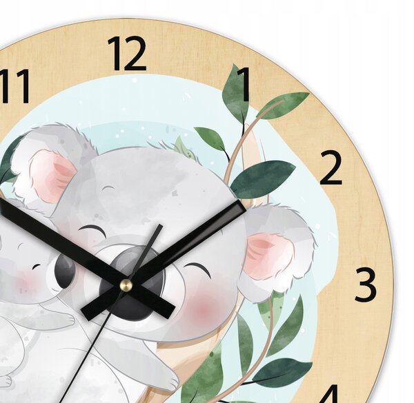 Nástěnné hodiny KOALA do dětského pokoje, tiché, 30 cm