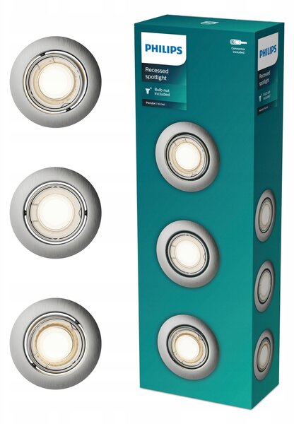 3x Halogenové podhledové svítidlo LED GU10, pohyblivé, Peridot Philips