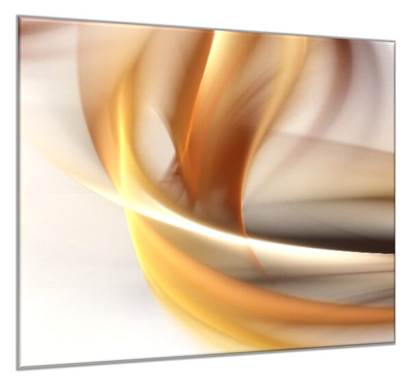 Obraz skleněný čtvercový oranžovo hnědá vlna - 34 x 34 cm