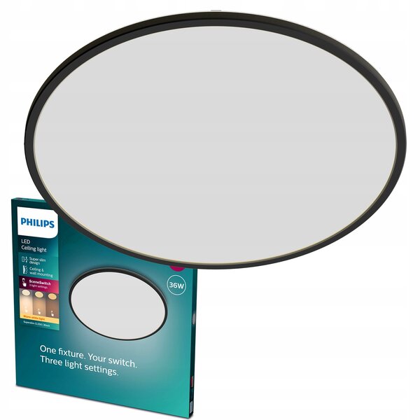 Philips Supertenké stropní svítidlo 36W LED 2700K černé IP20