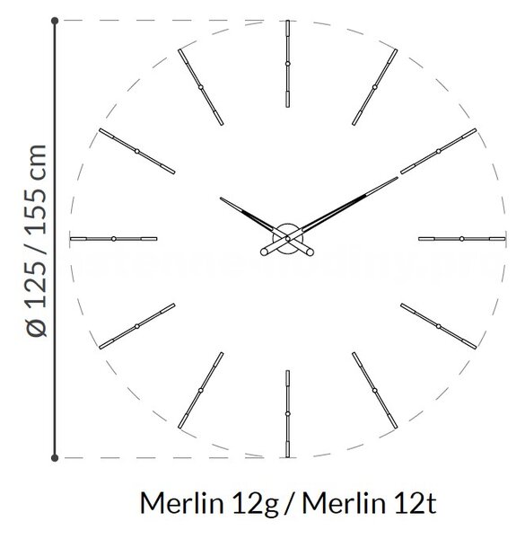 Designové nástěnné hodiny Nomon Merlin Walnut Graphite 125cm