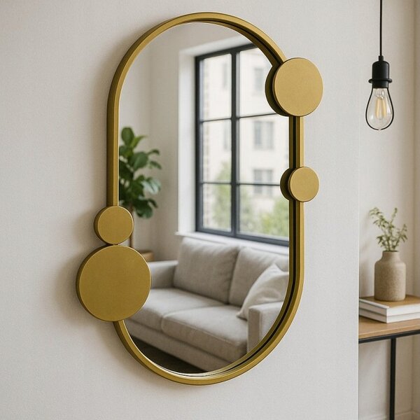Zrcadlo SCENA LIVING nástěnné ovál kovový rám 500 x 760 mm