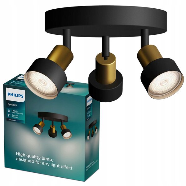 Stropní Svítidlo Reflektor 3x GU10 Černá-Měděná Conduit Philips