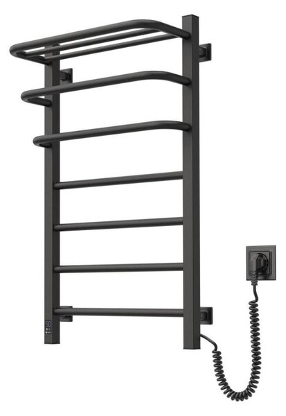 Elektrický sušák na ručníky s termostatem FORTIS 155W 80x48 cm černá pravá