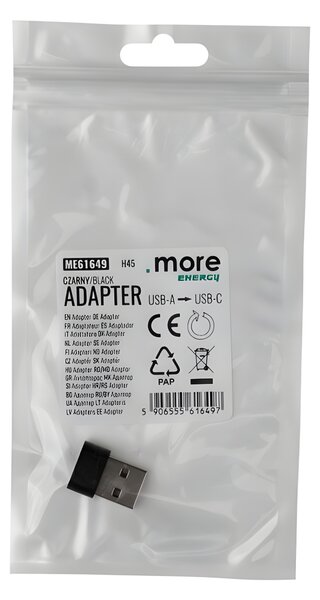 Adaptér USB-A na USB-C, černý mini, pro nabíječku notebooku s adaptérem BERGE