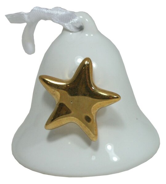 Zvonek keramický bílý s hvězdou 3003372