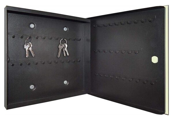 Glasdekor skříňka na klíče - drobné kapky vody na černém - Pravé / Bílá