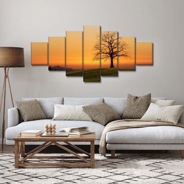 Obraz západu slunce na louce (210x100 cm)
