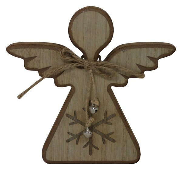 Dekorace dřevěná anděl natur s vločkou 2009282