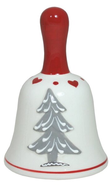 Vánoční zvonek keramický s držátkem strom 3003384